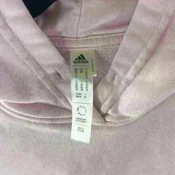Adidas Women’s Size XS Light Pink and White Logo Kangaroo Pocket Hoodie - Picture 3 of 4